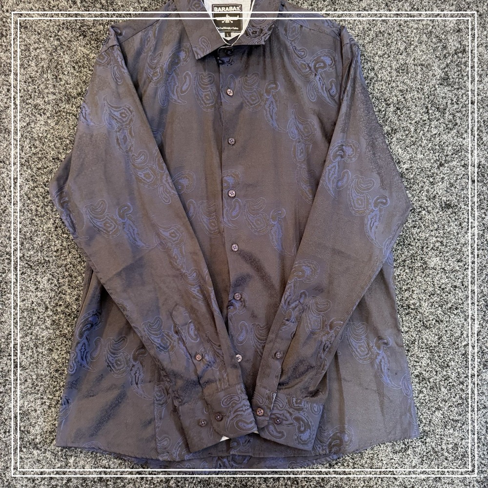 Barabas Paisley Long Sleeve Button Up Dress Shirt Men's Size Large